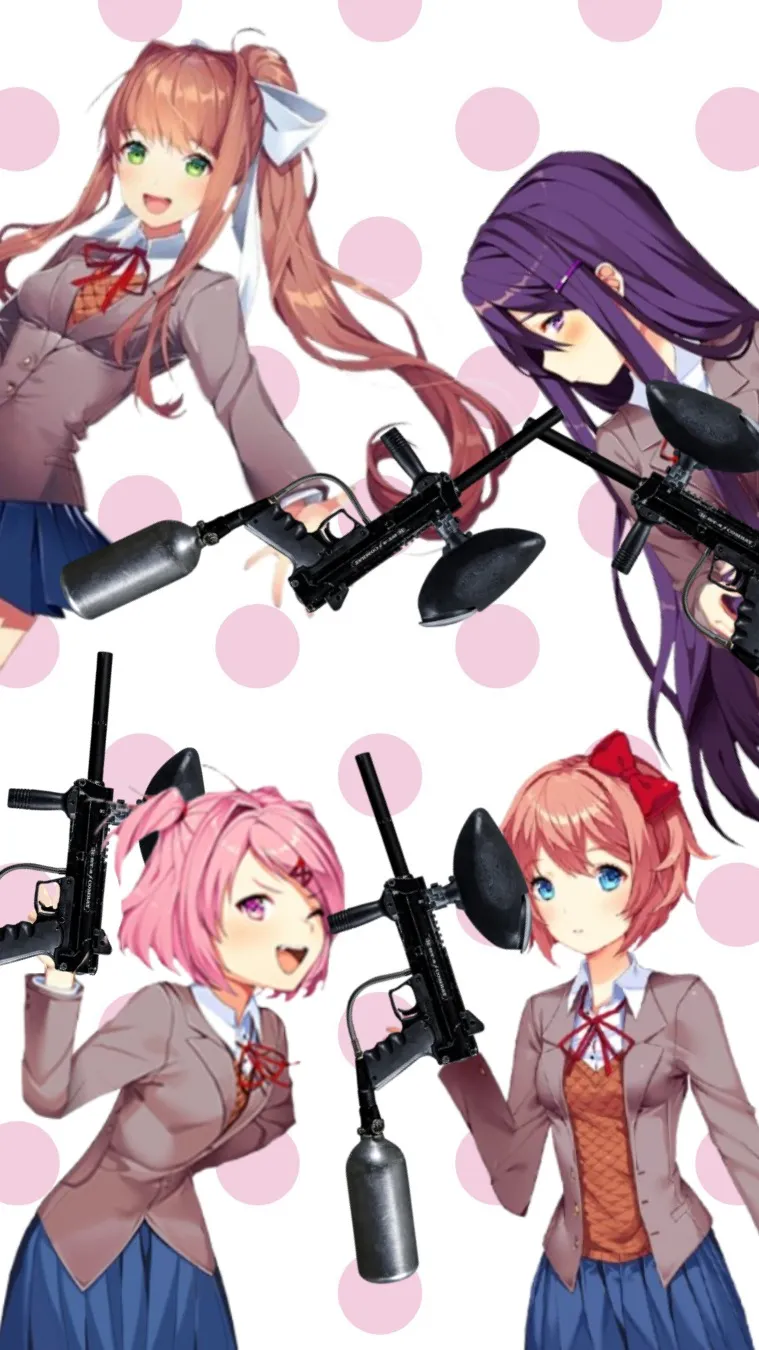 ai character: DDLC Paintball War background