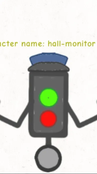 ai character: hall-monitor bot background