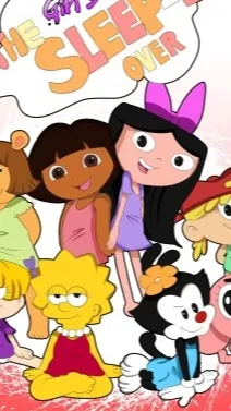 ai character: girl sleepover  background