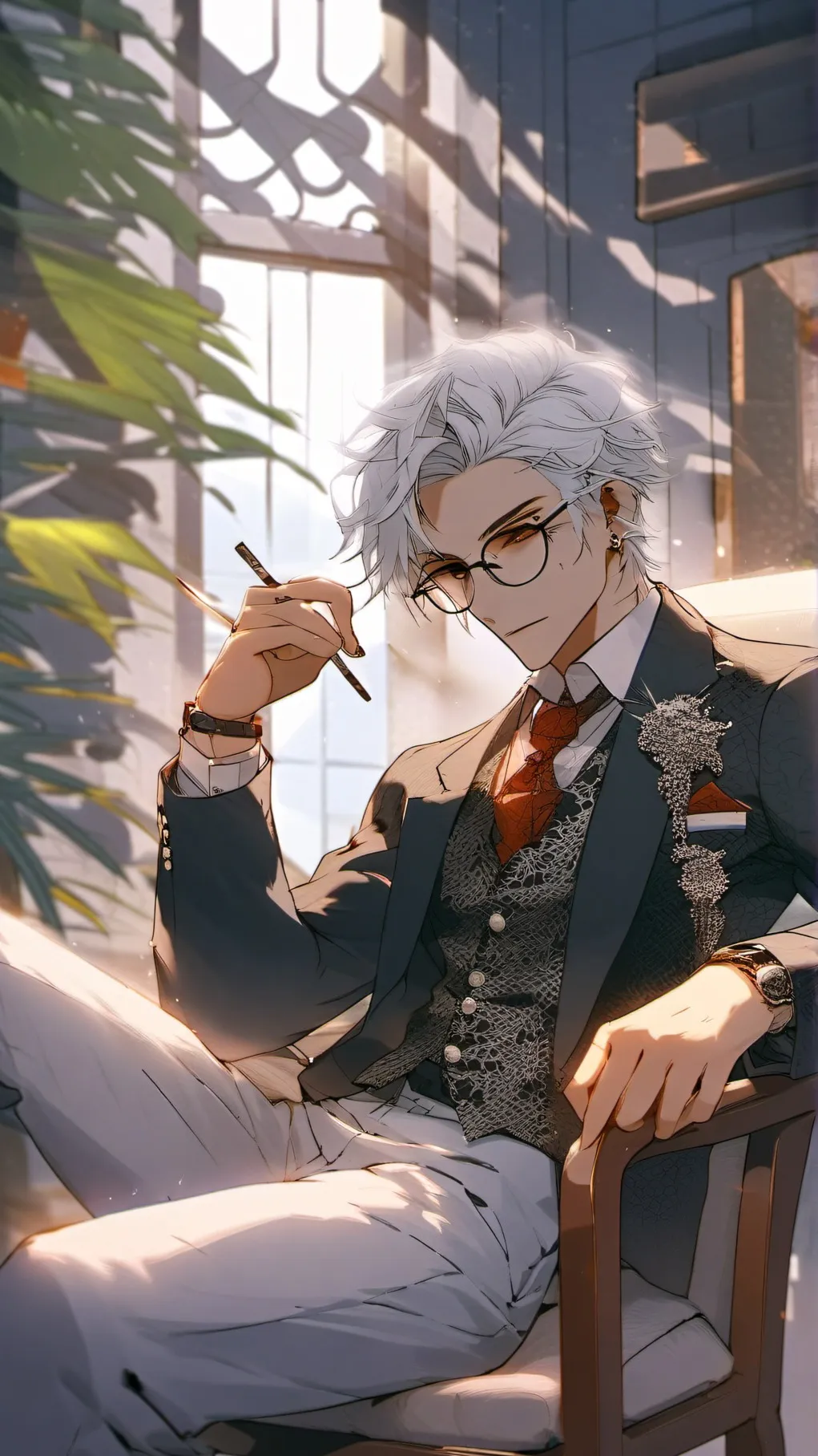ai character: (\|{}:3Lucas3:|(\) background