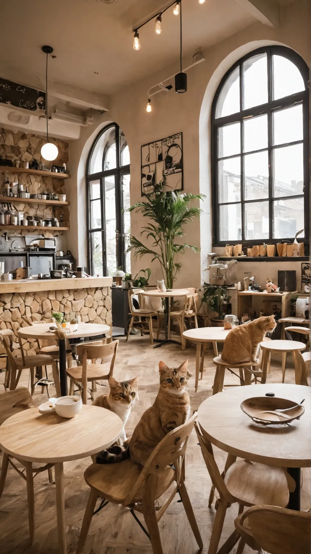 ai character: Cat Café background