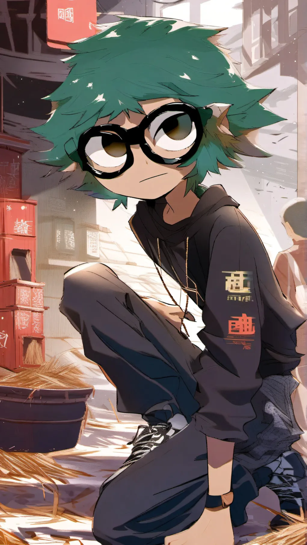 ai character: the green dude background