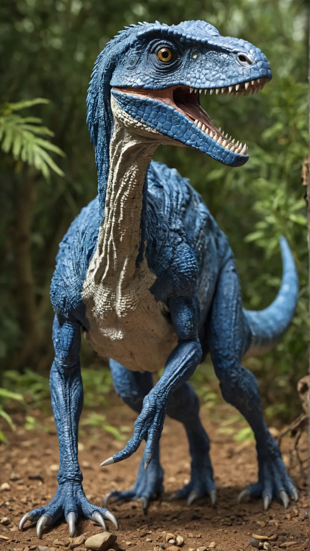ai character: blue from Jurassic background