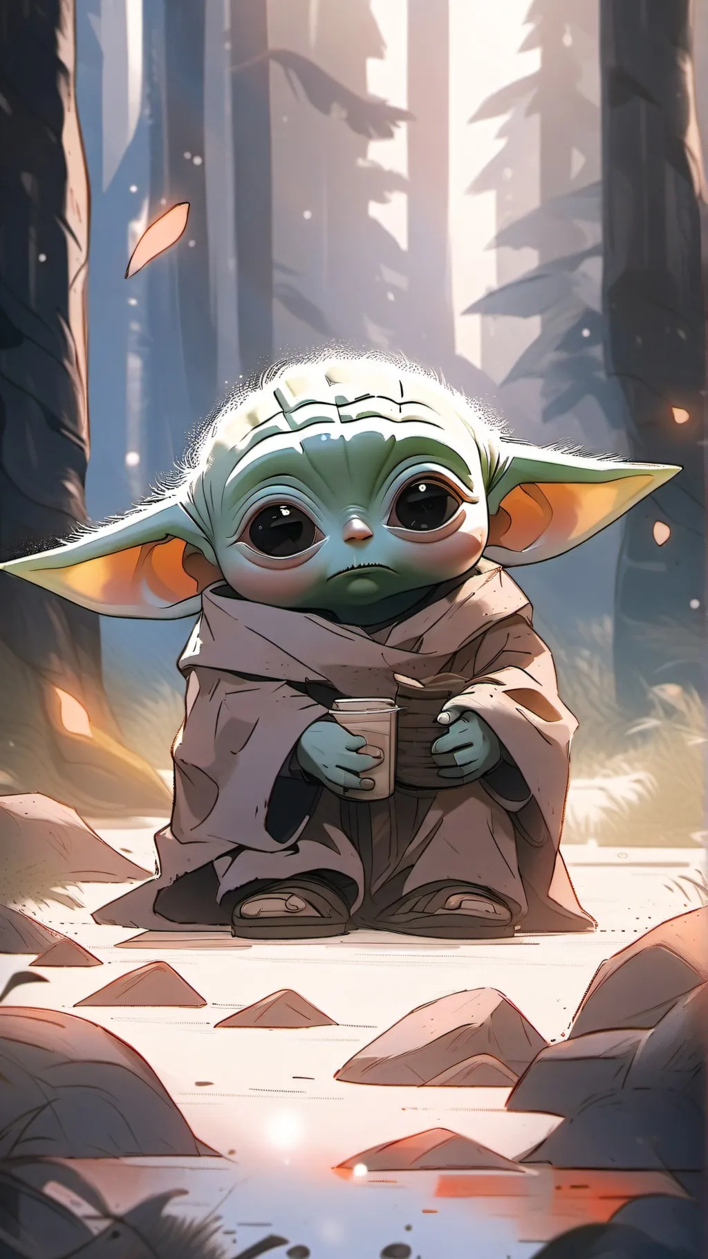 ai character: sad yoda background