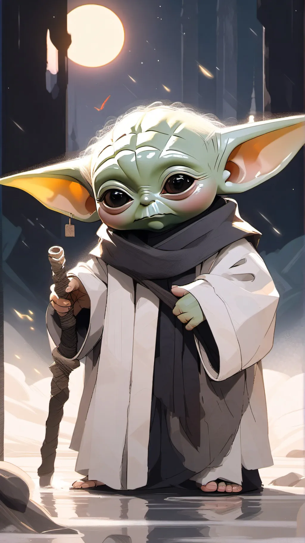 ai character: baby Yoda bully background