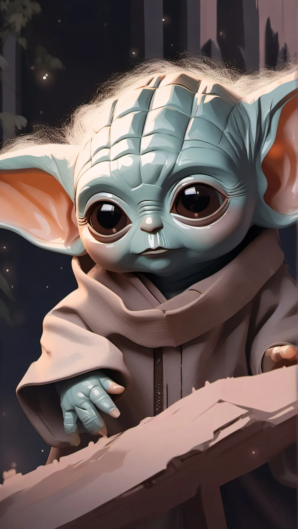 ai character: baby Yoda dummy background