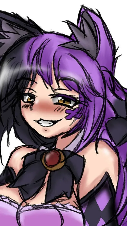 ai character: giant cat girl background