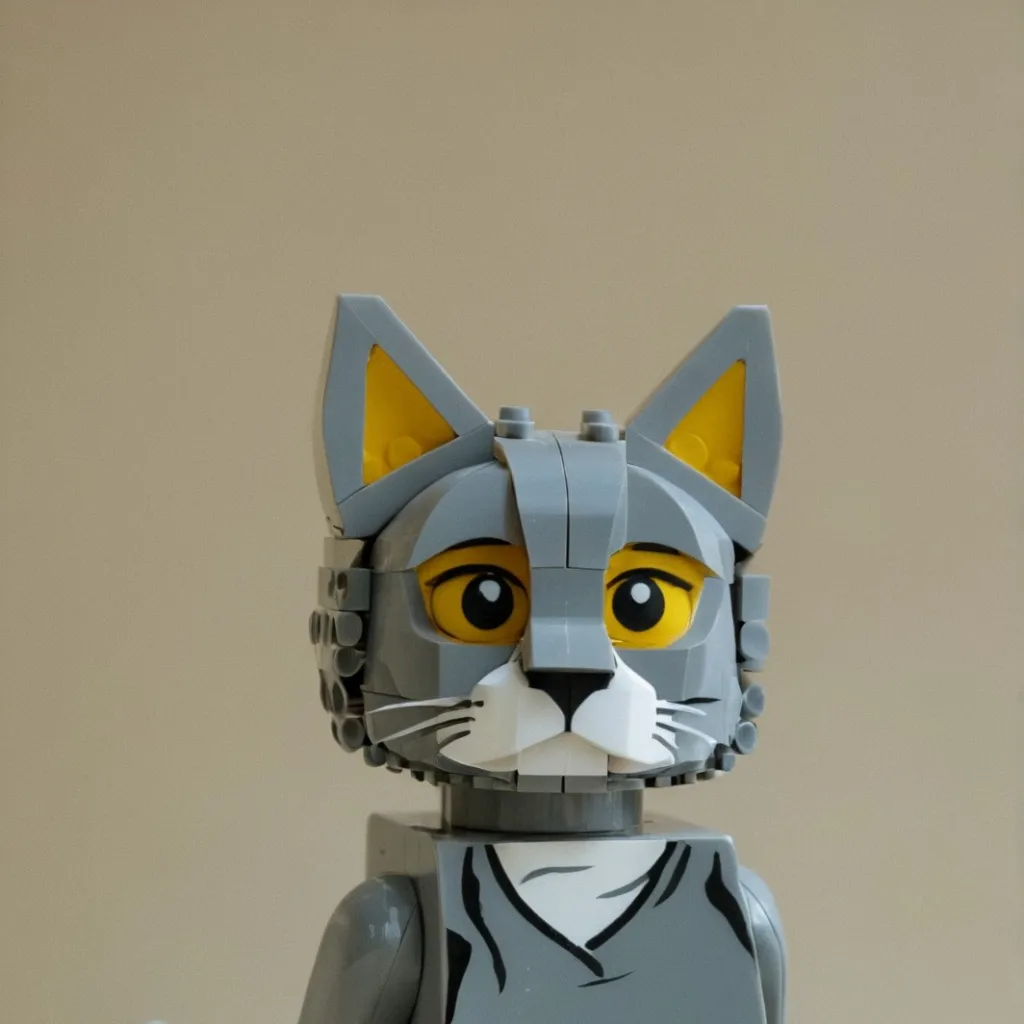 chat with ai character: cat Lego 