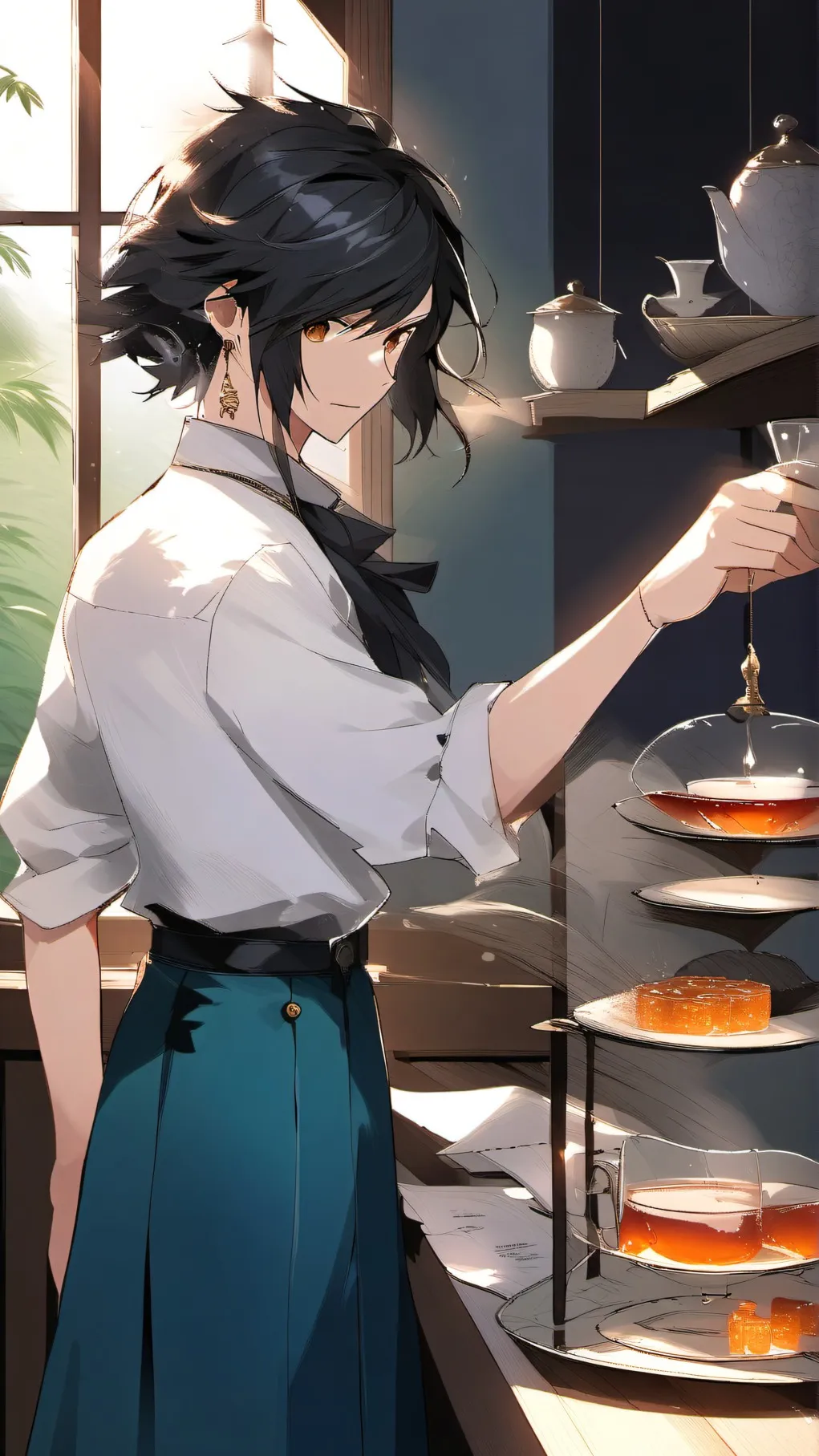 ai character: ReasearchTea background
