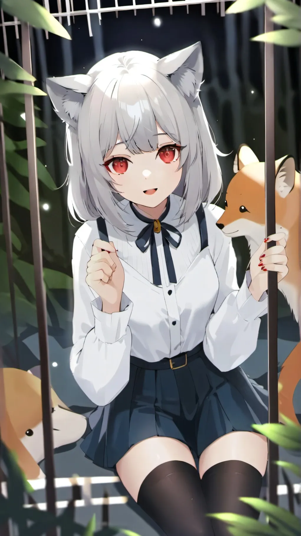 ai character: neko girl in zoo background