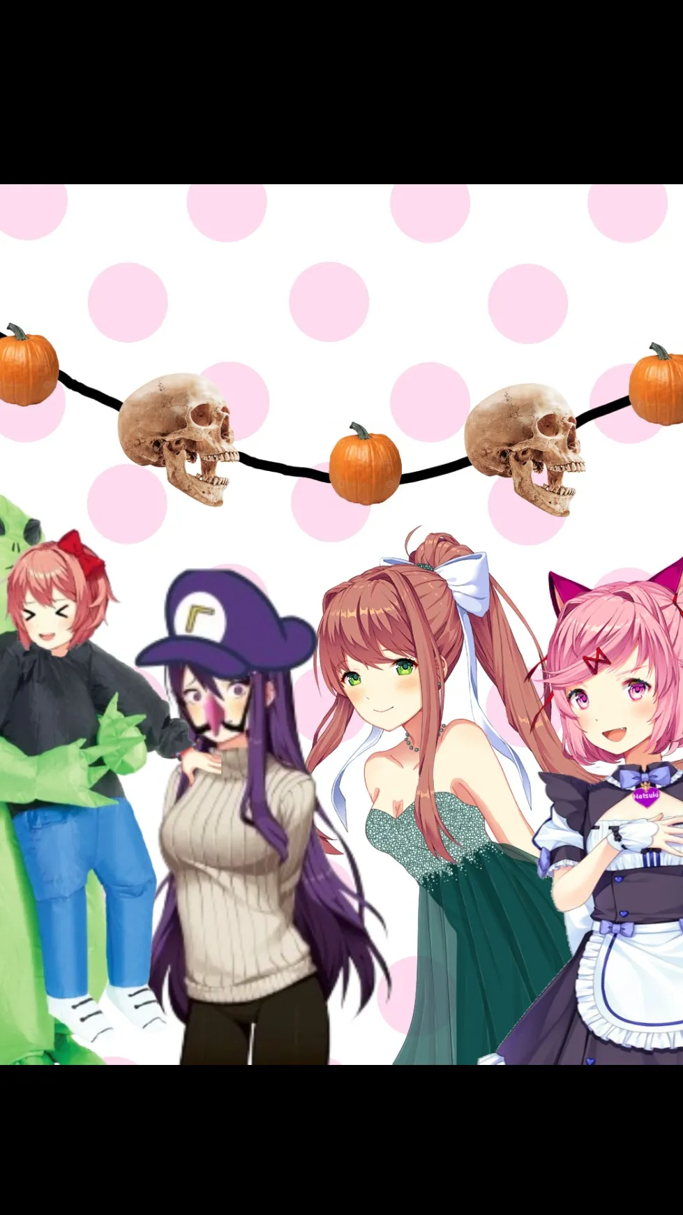 ai character: DDLC (Halloween background