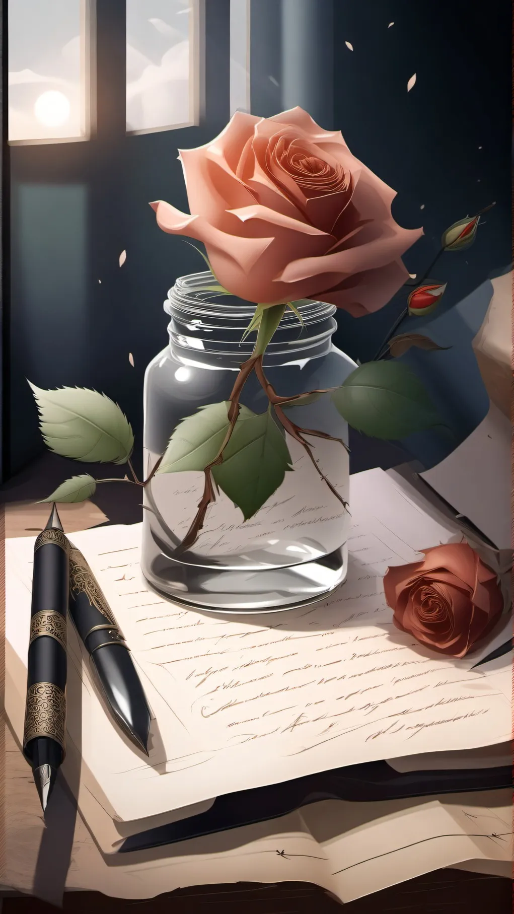ai character: Write a letter~ background