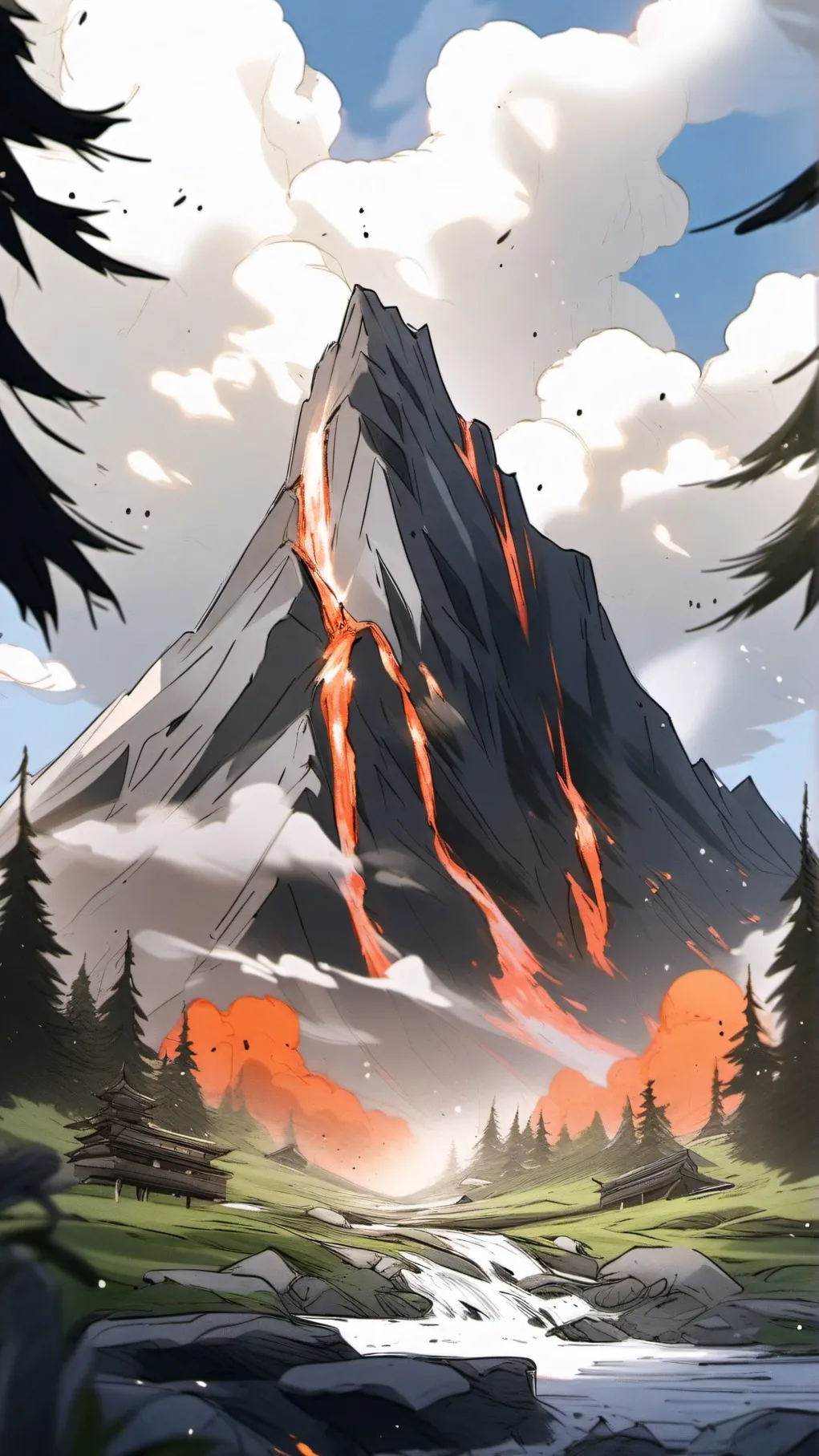ai character: volcano background