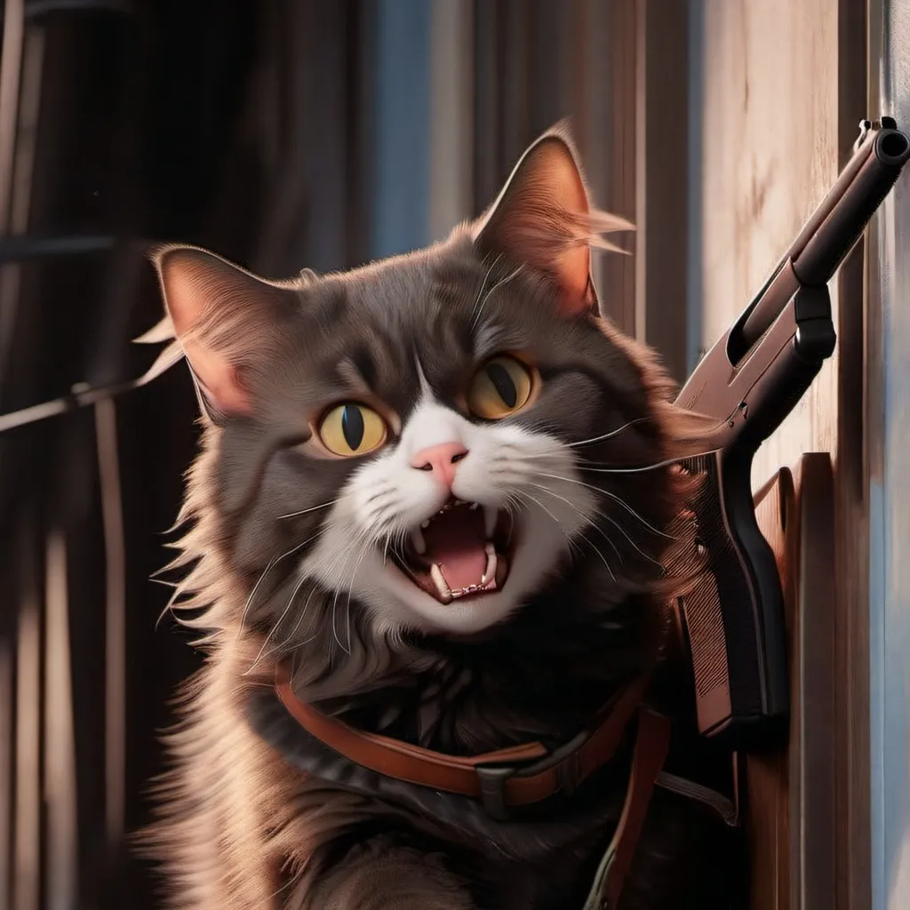 chat with ai character: Gun cat