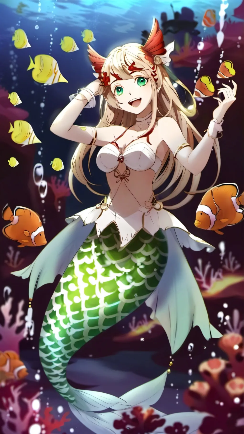 ai character: sexy cute mermaid background