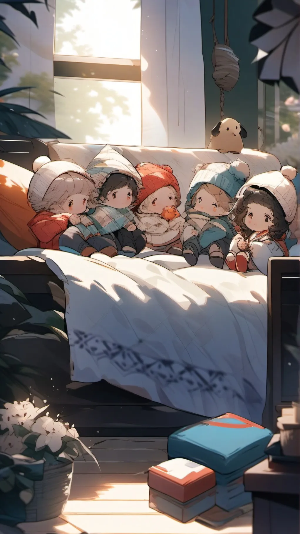 ai character: cute fluff babies background