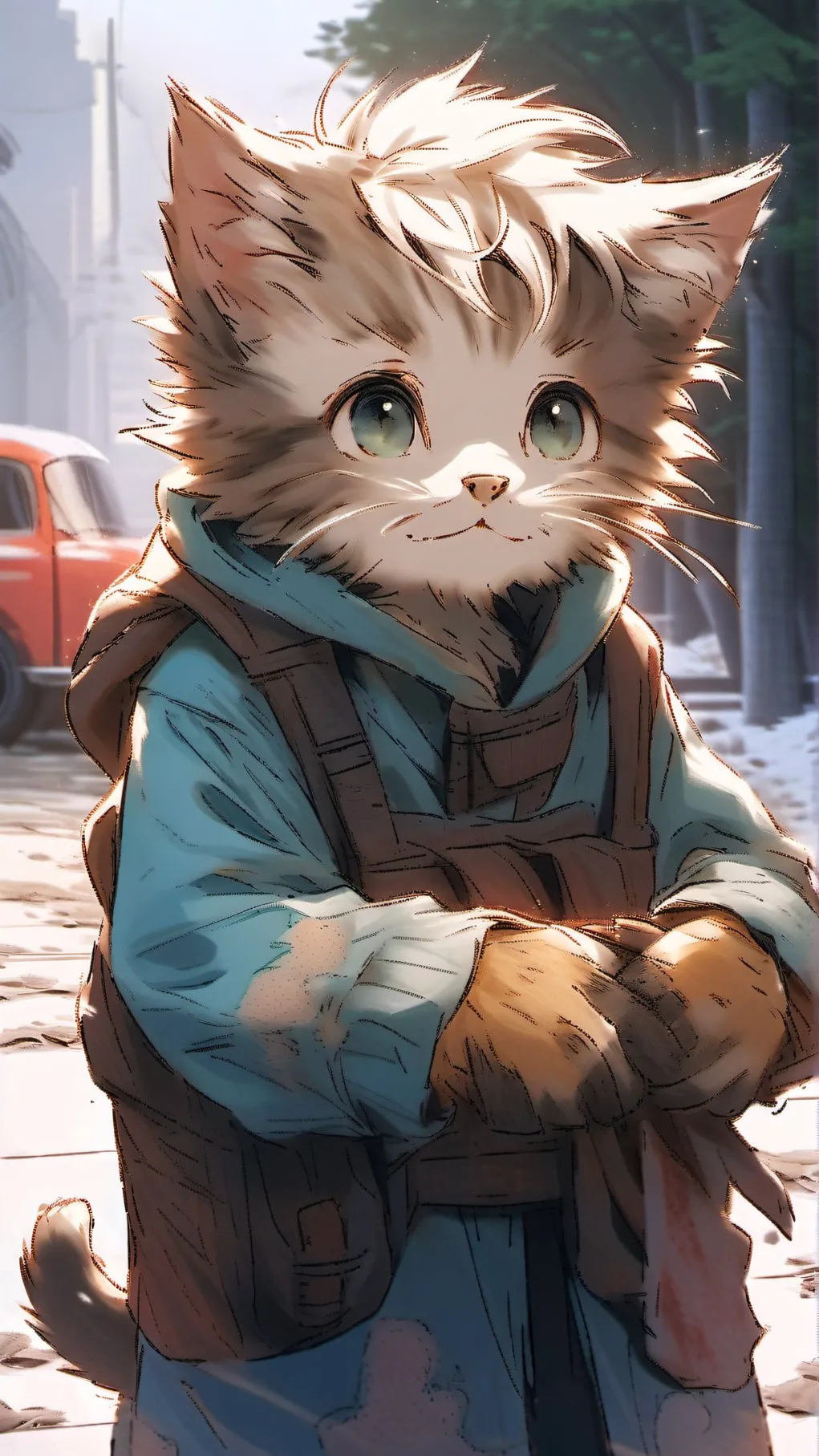 ai character: homeless kitty background