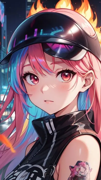 ai character: flame background