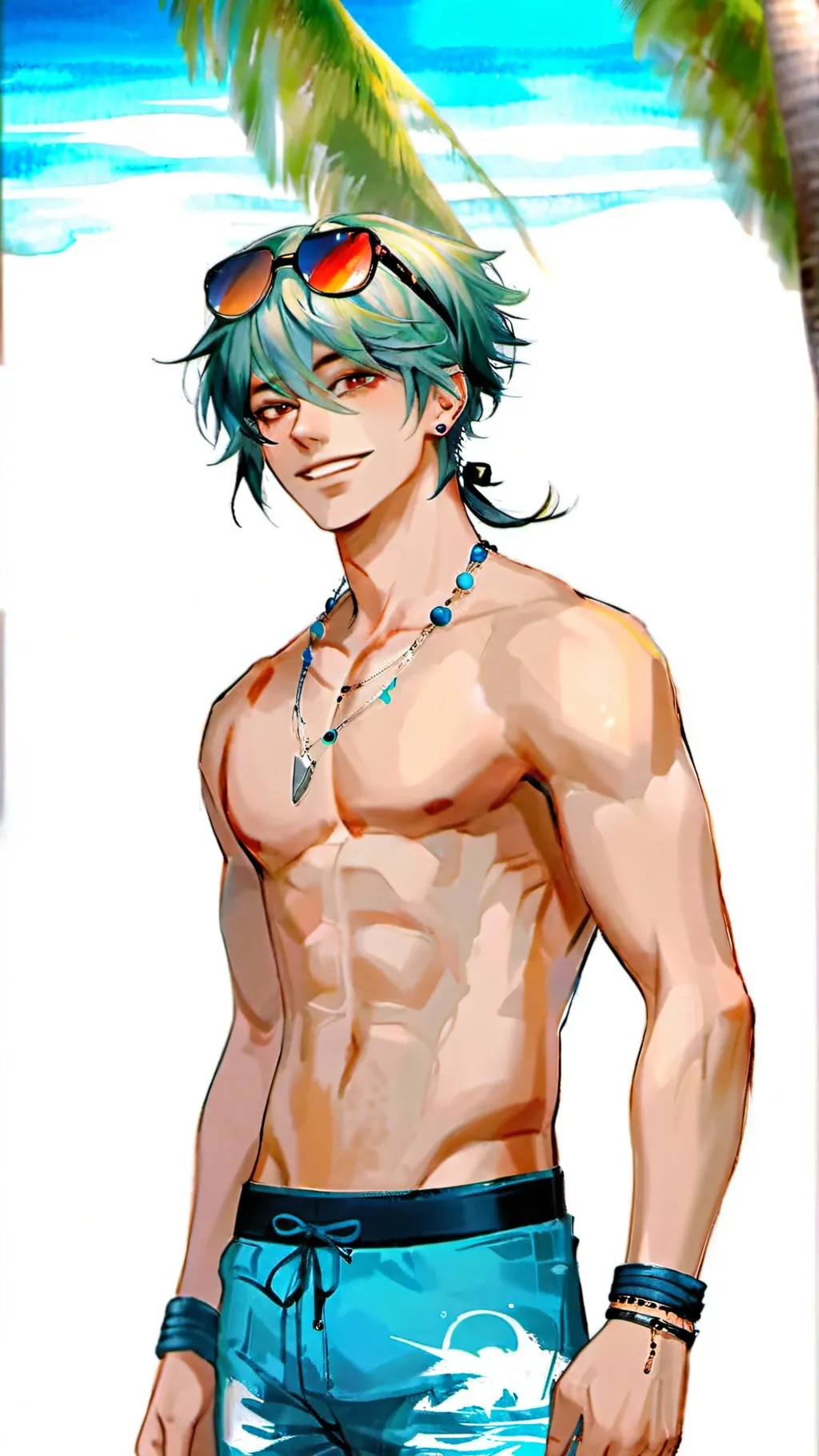 ai character: Ezreal at da beach background