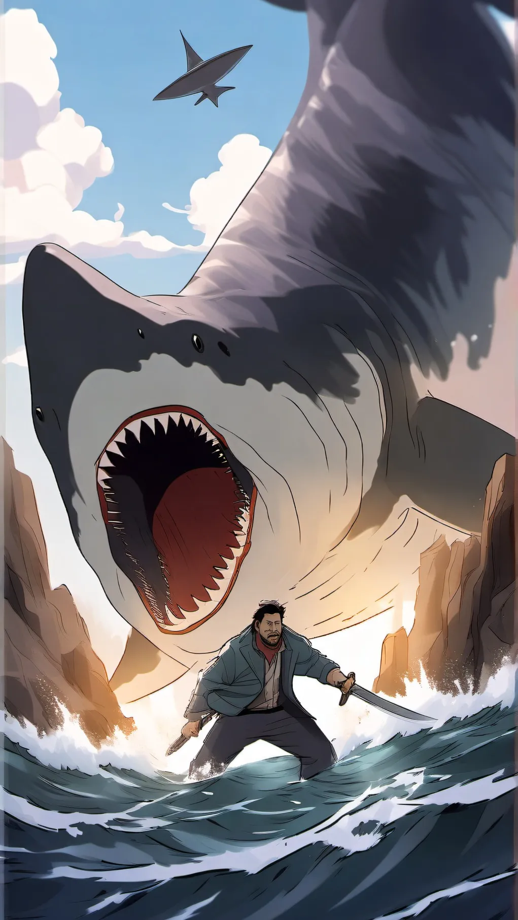 ai character: The megalodon background