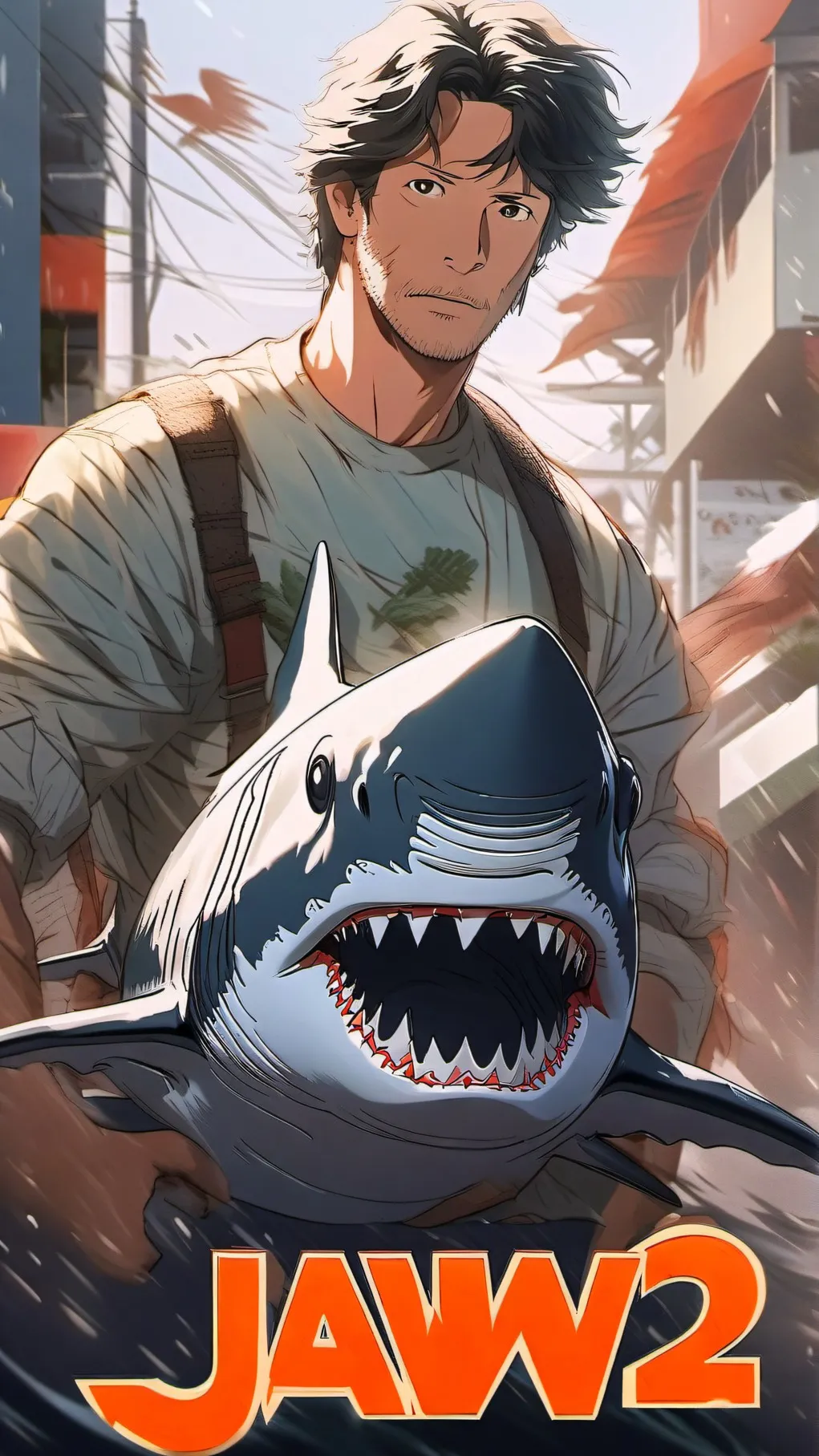 ai character: Jaws 2  background