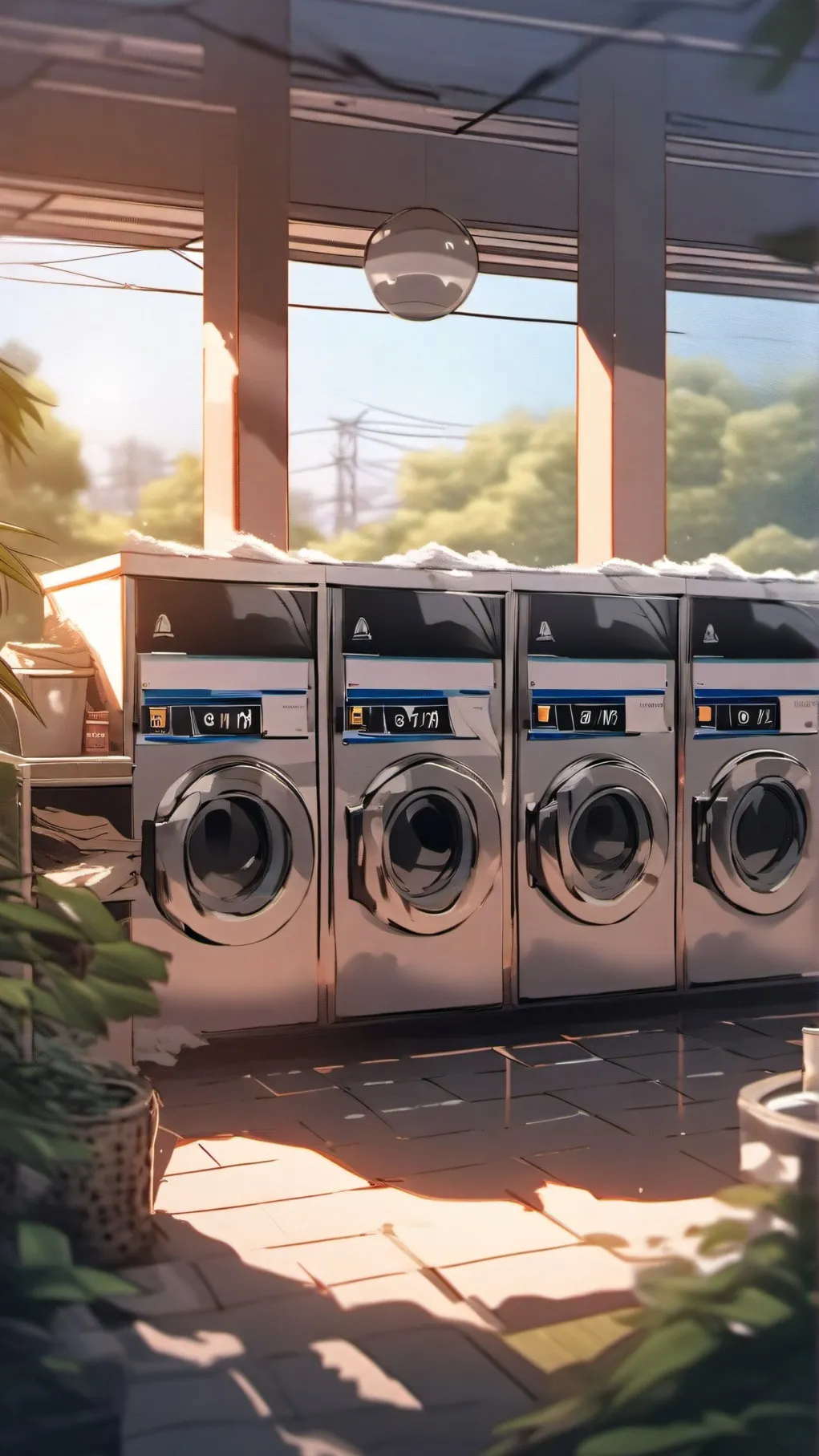 ai character: Skidmore Laudromat background