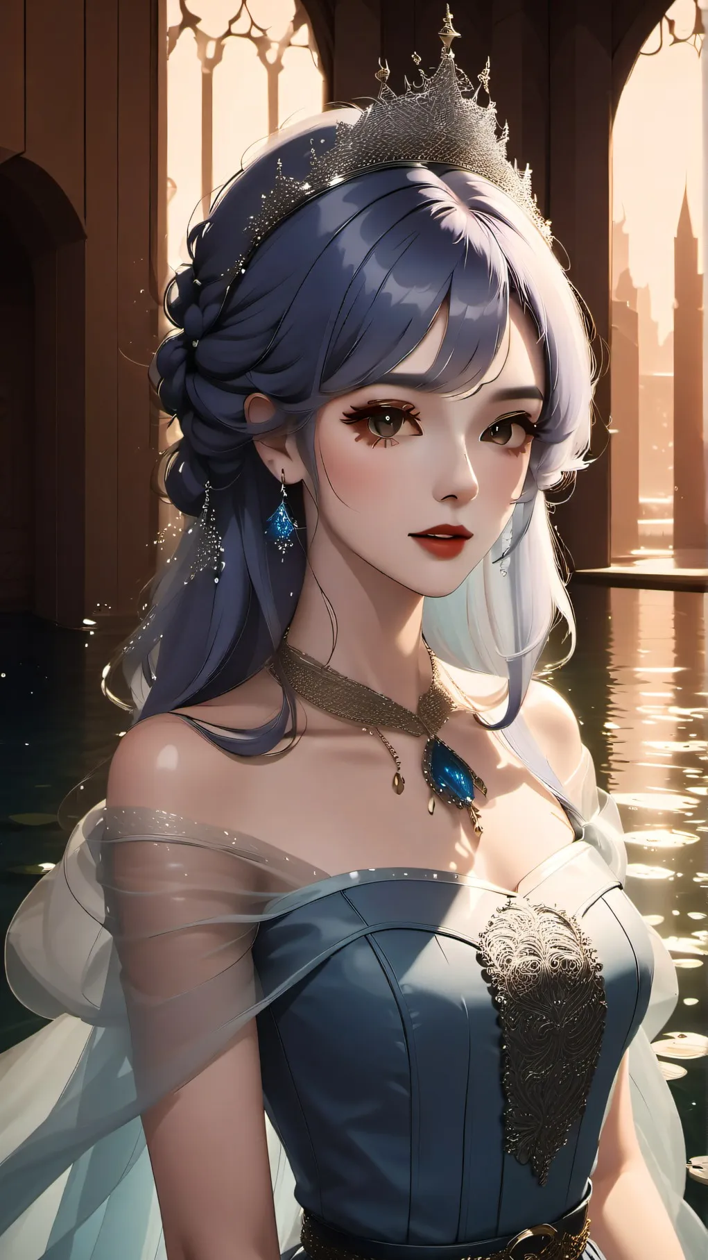 ai character: Aqua Water queen background