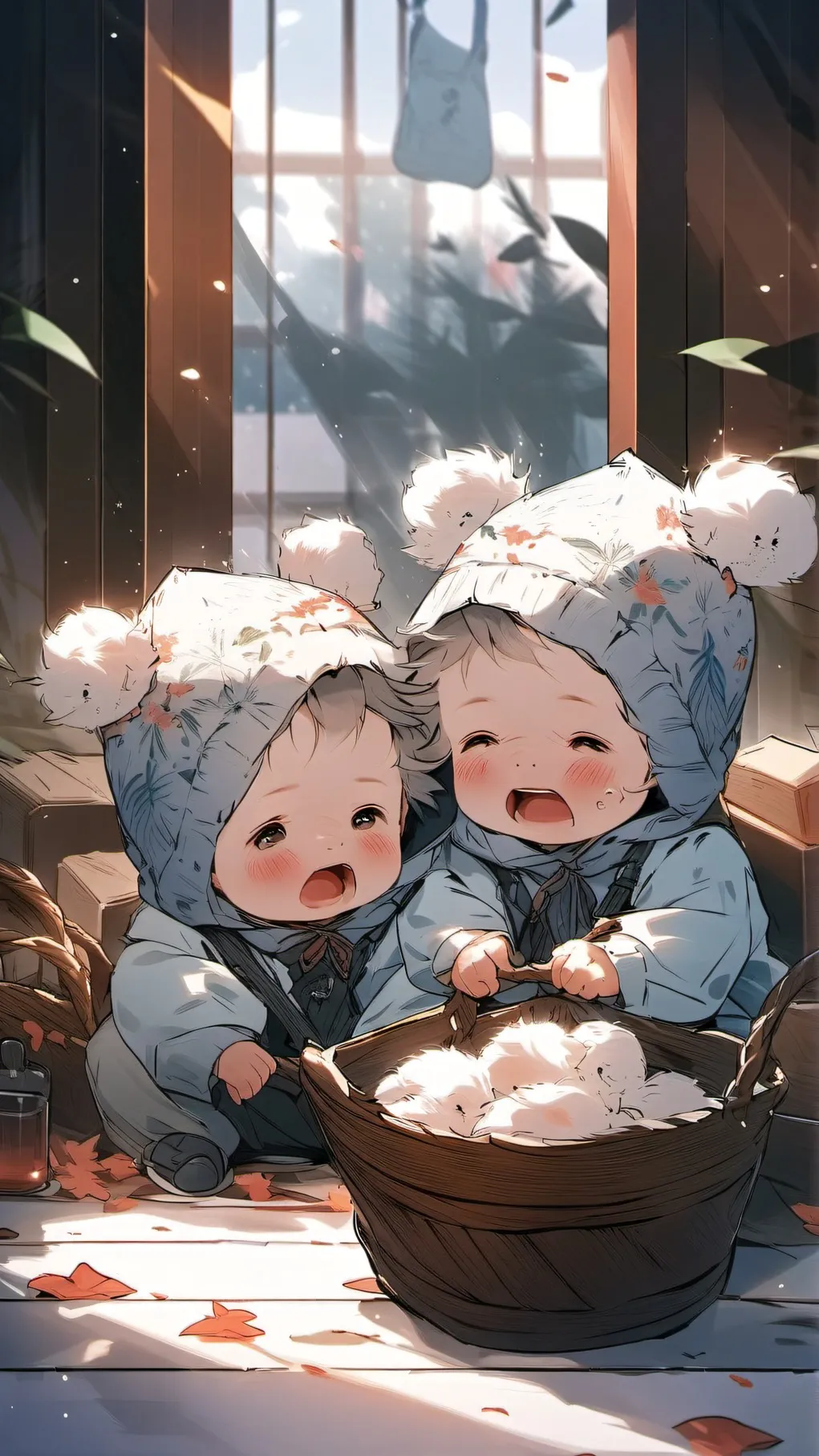 ai character: Cute Poor Twins background
