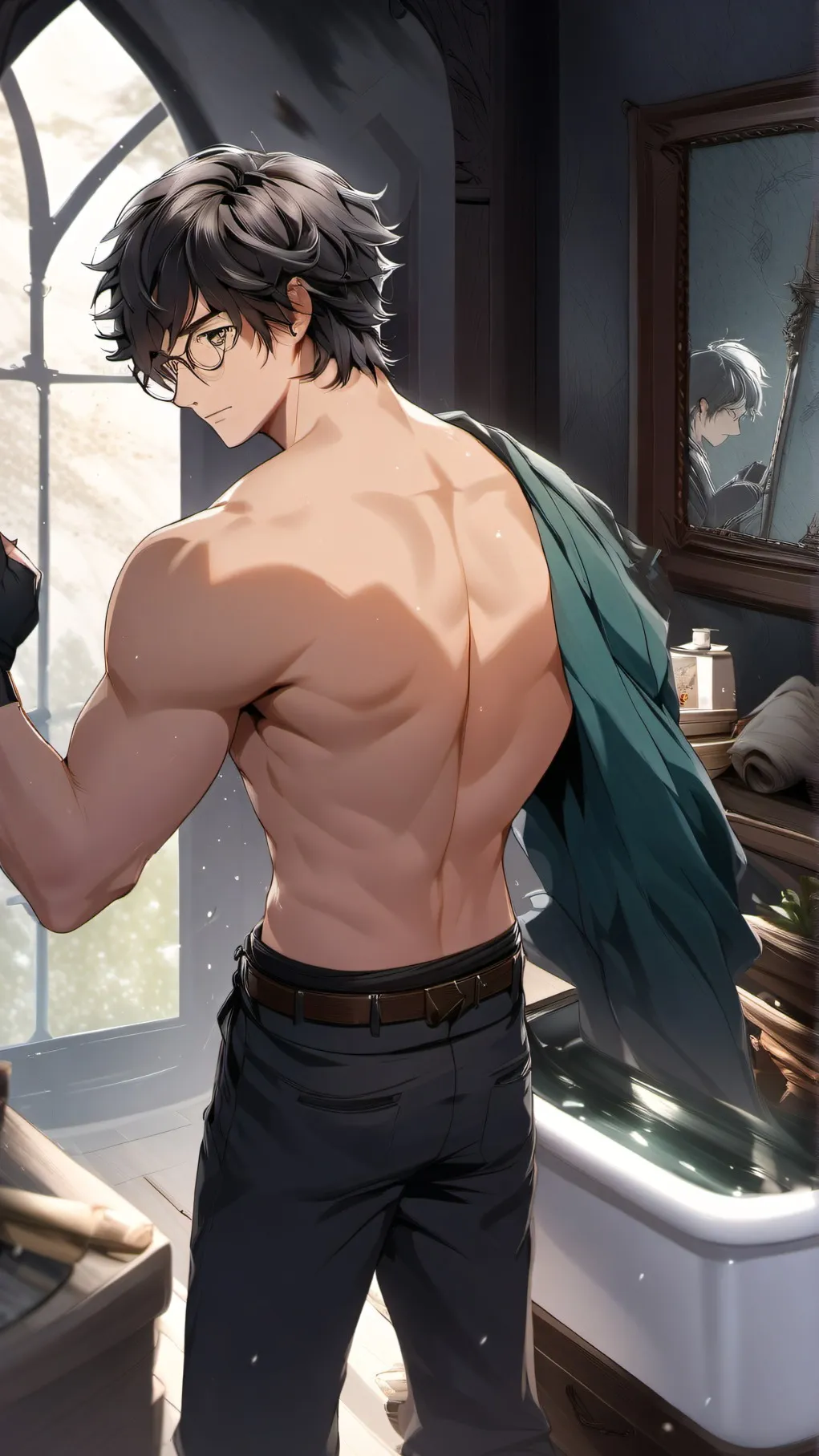 ai character: HarryPotter mirror background