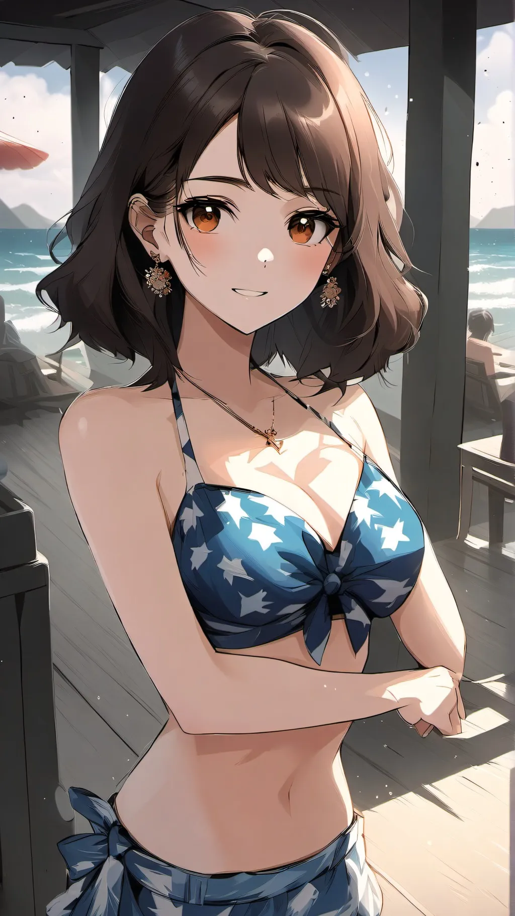 ai character: YonderayBeach background