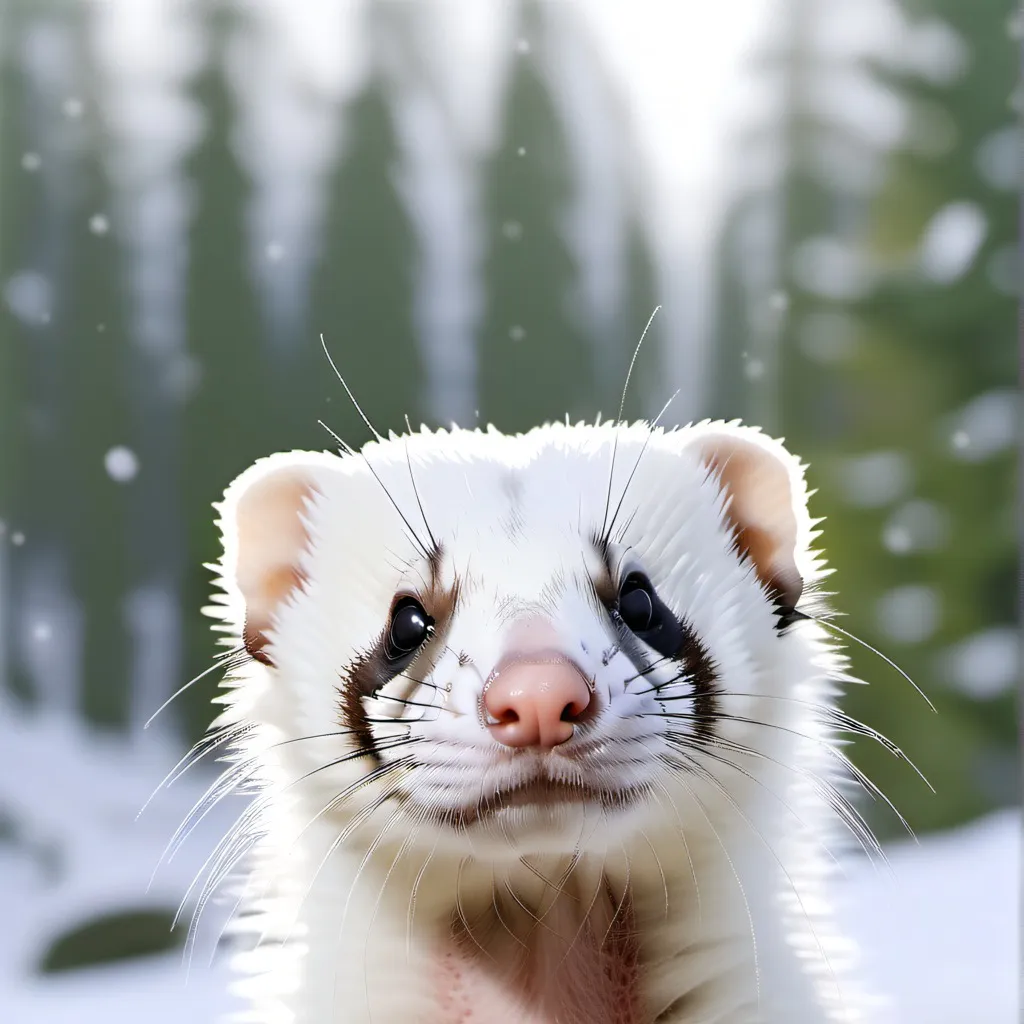 chat with ai character: A ferret in snow