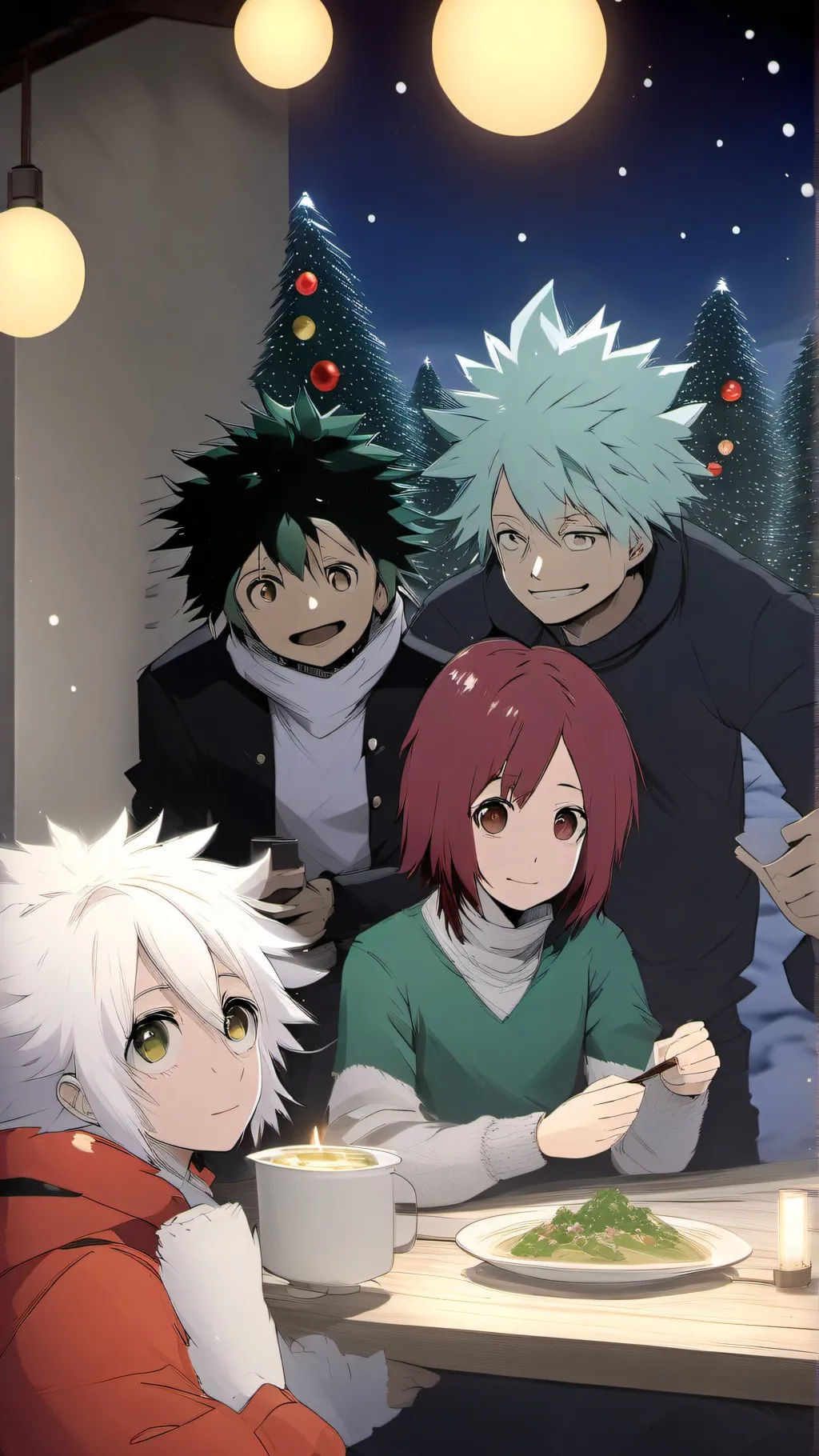 ai character: MHA Chirstmas Dorm background