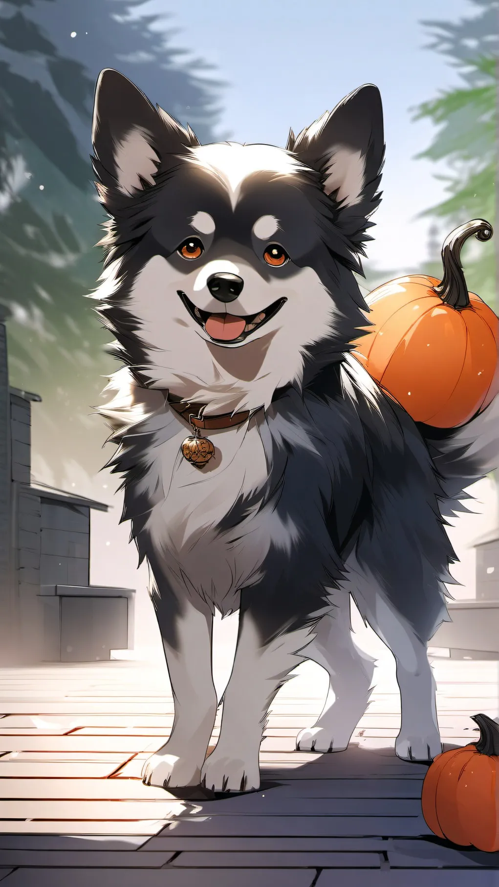 ai character: pumpkin the dog background
