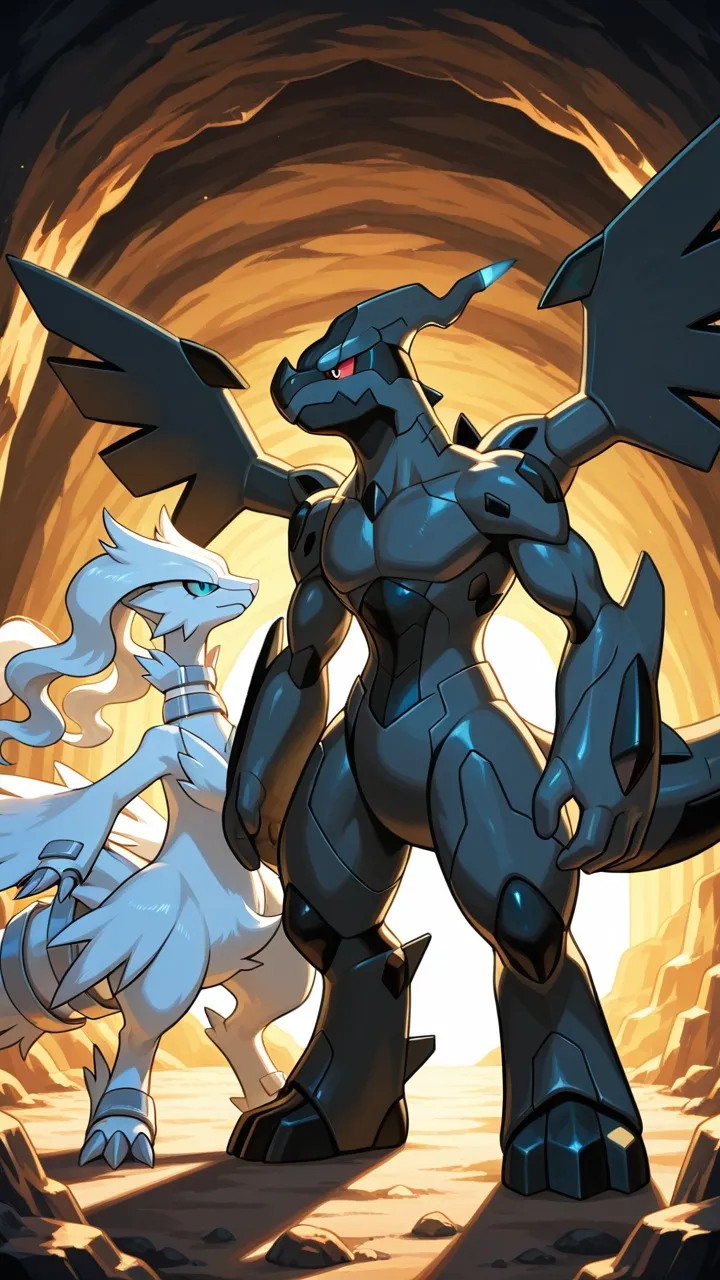 ai character: Reshiram & Zekrom background