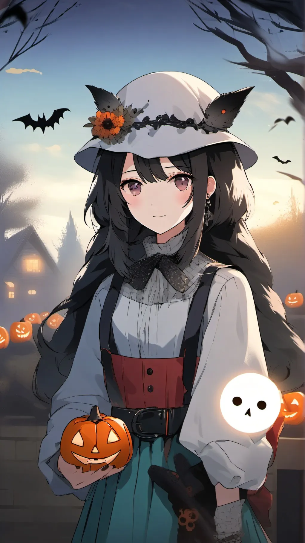 ai character: Halloween with lov background