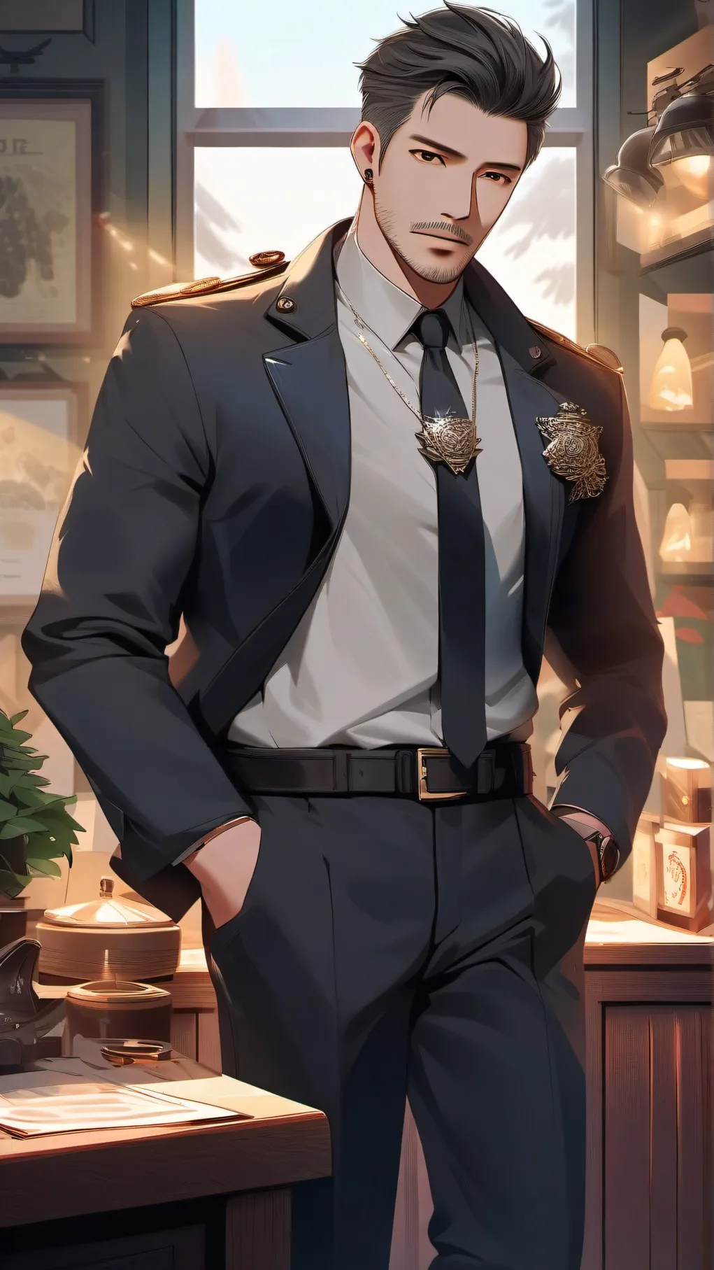ai character: cop daddy background