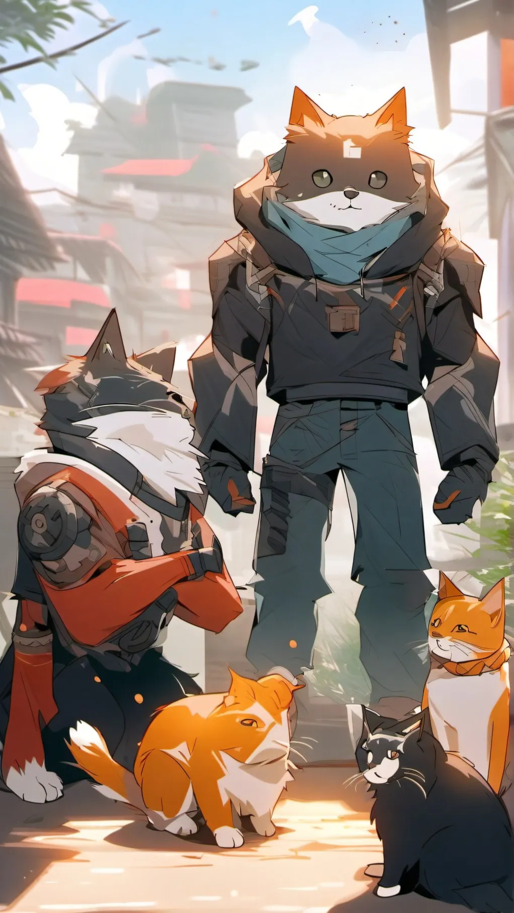 ai character: little cat and rob background