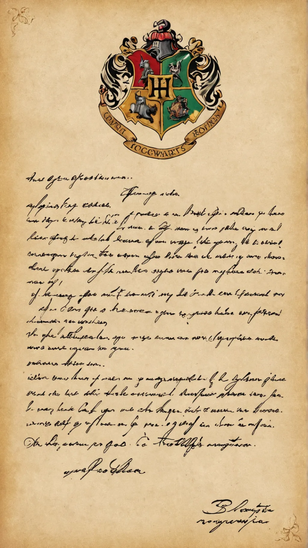 ai character: Hogwarts letter background