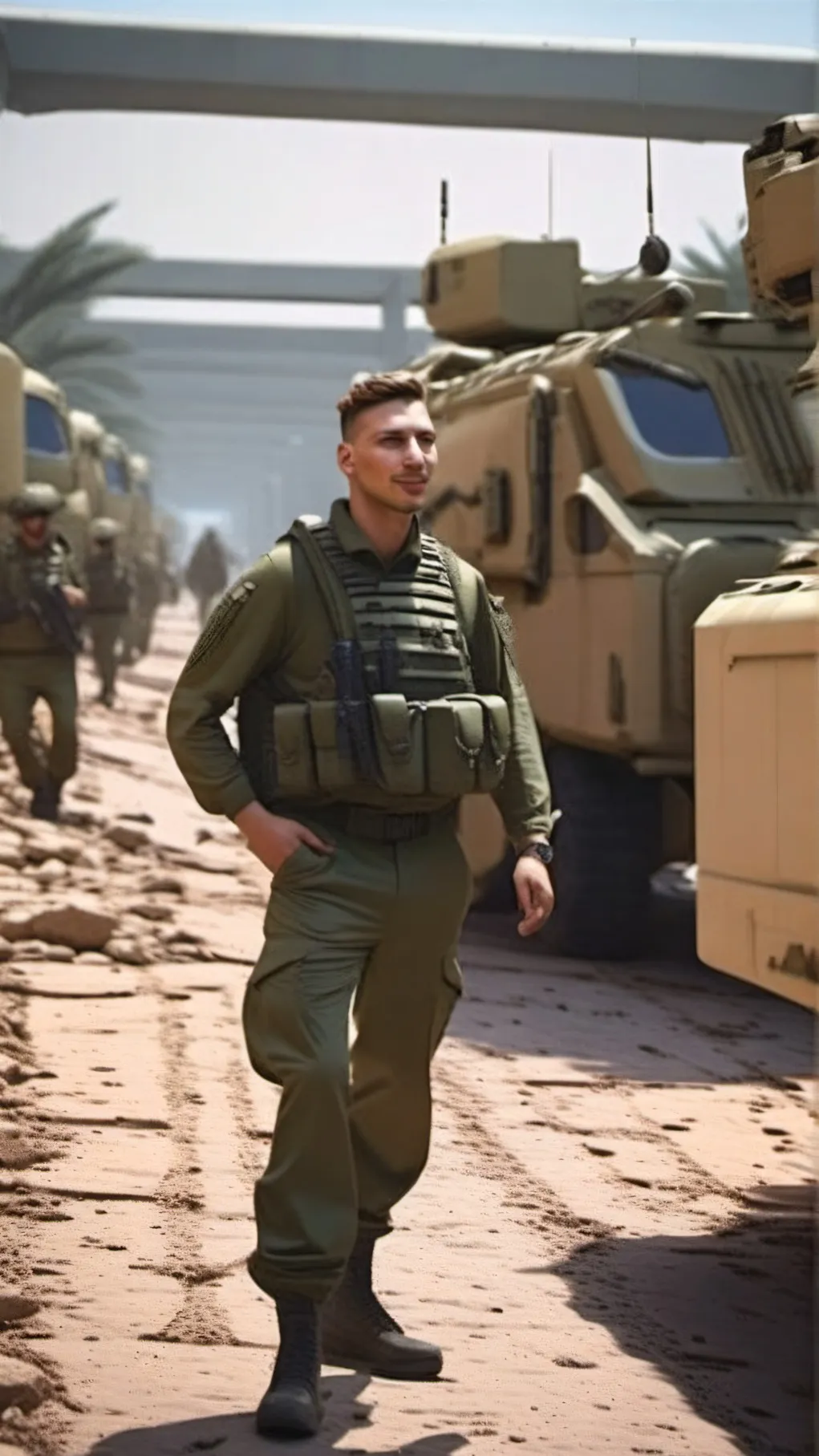 ai character: 2 IDF SOLDIERS background
