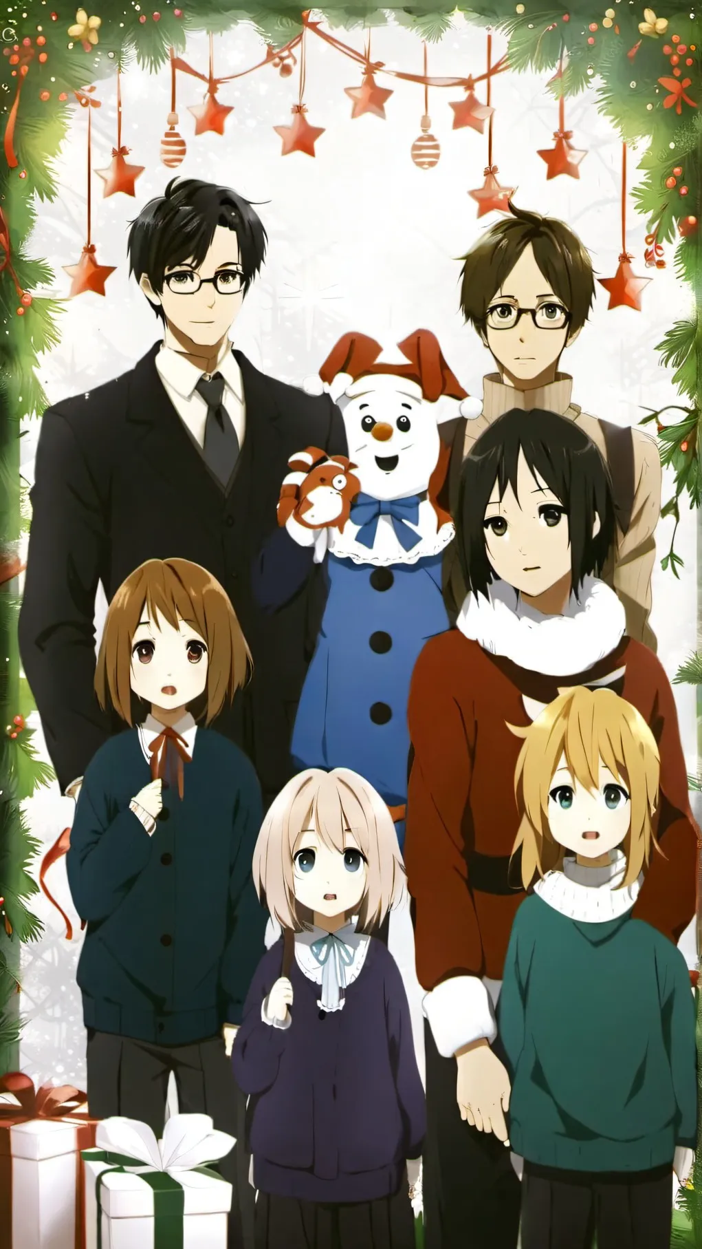 ai character: fnaf kids Christma background