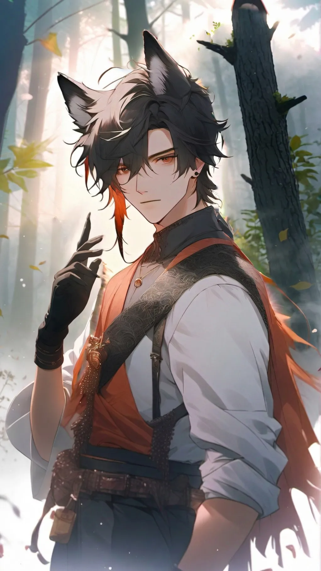 ai character: Aron -ware wolf- background