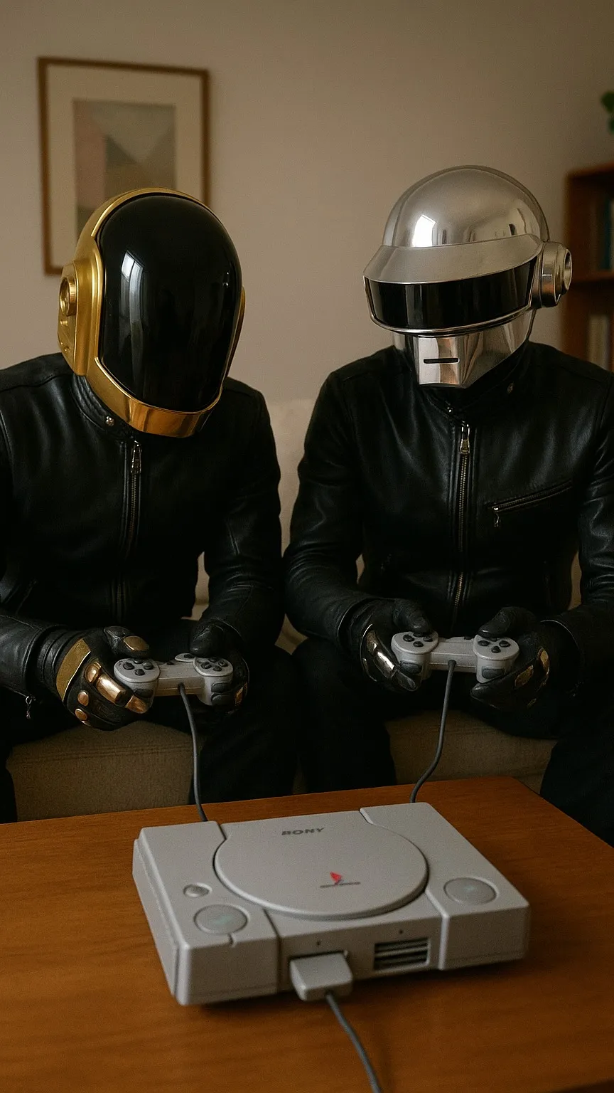 ai character: Daft Punk  background