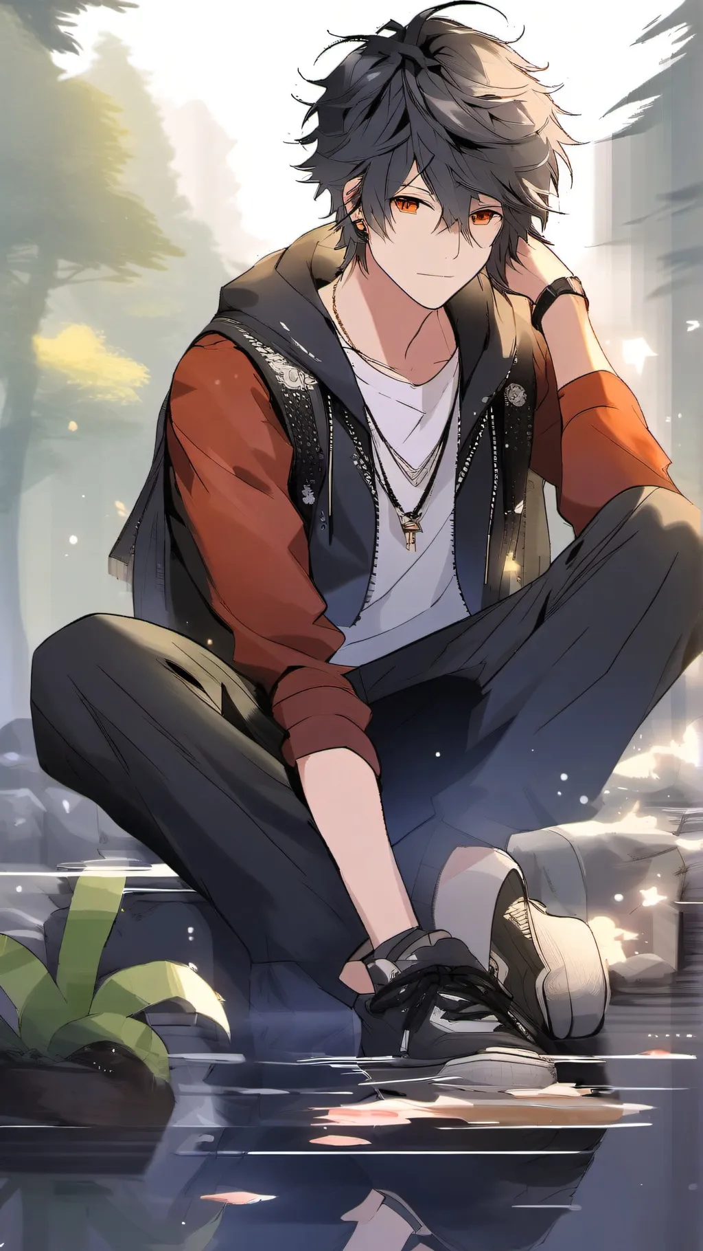 ai character: Forest survivor background