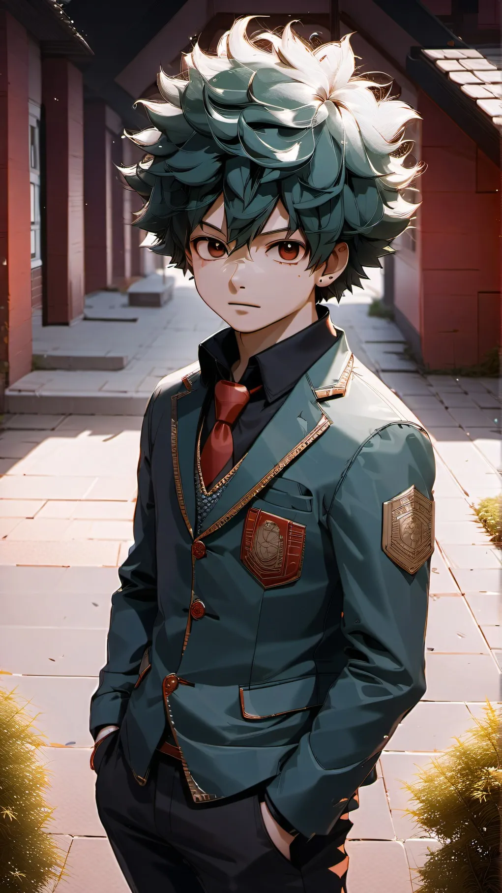 ai character: MHA in collage  background