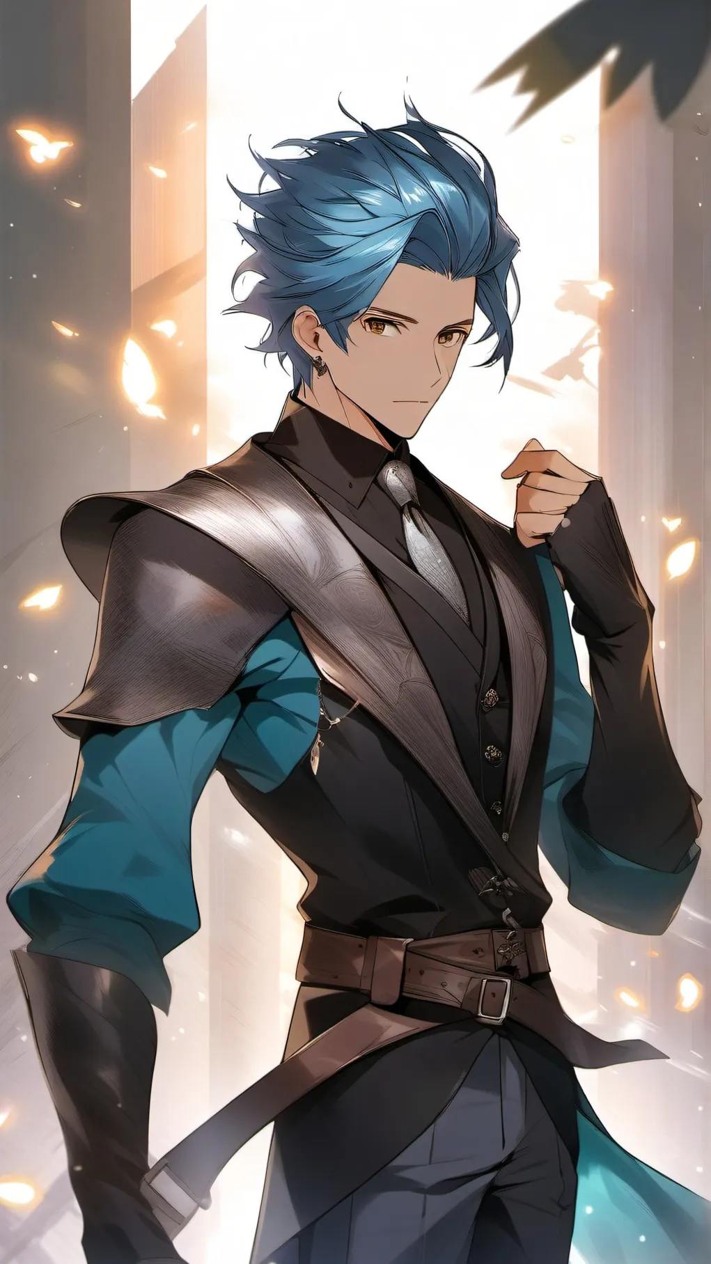 ai character: Mha at green hill background