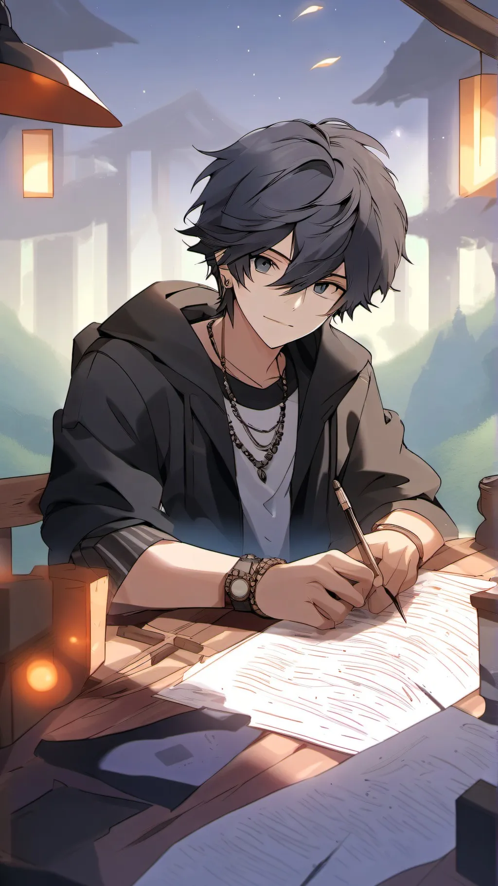 ai character: Alex, Leo, Austin background