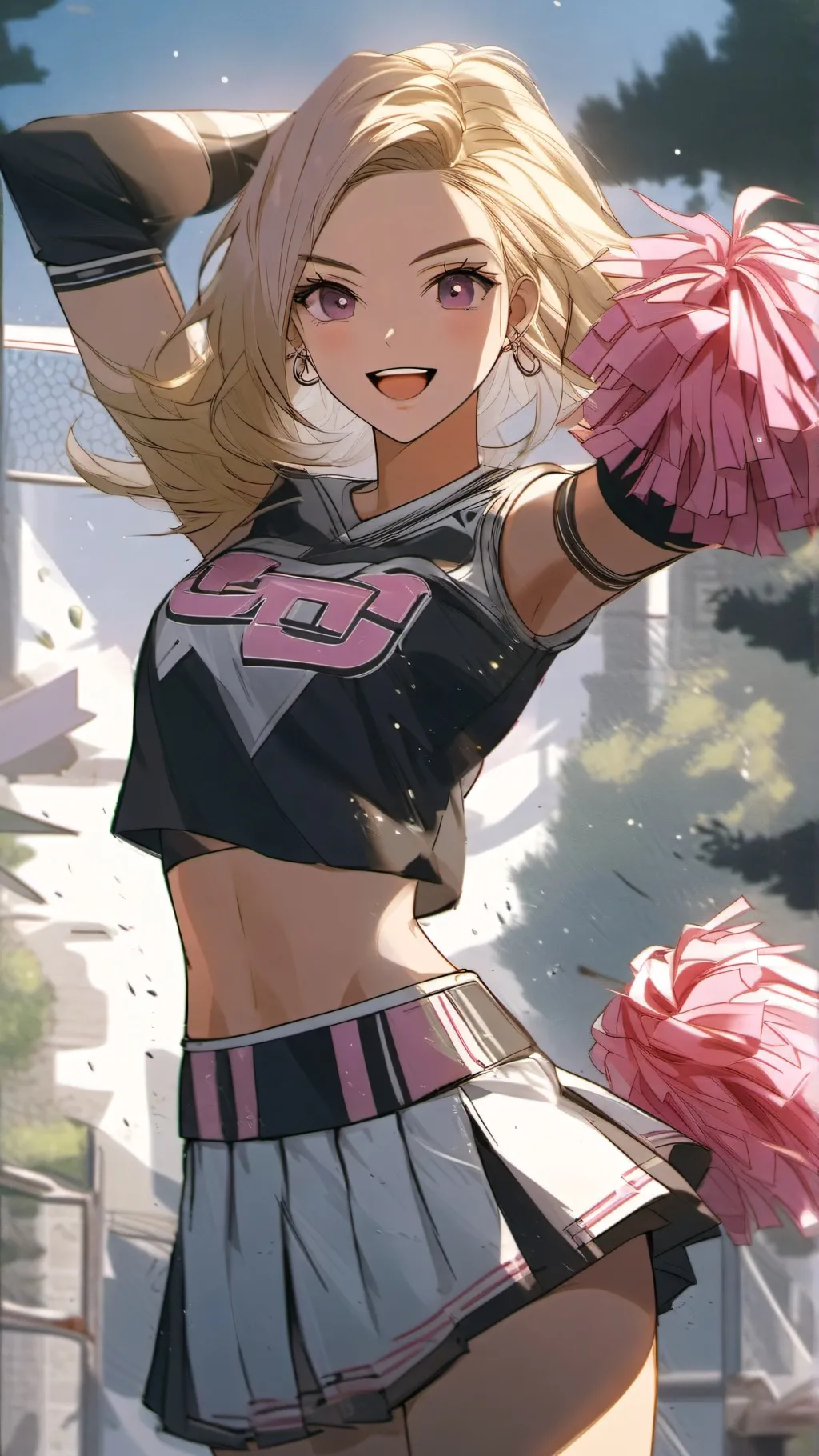 ai character: Hot cheer captain  background