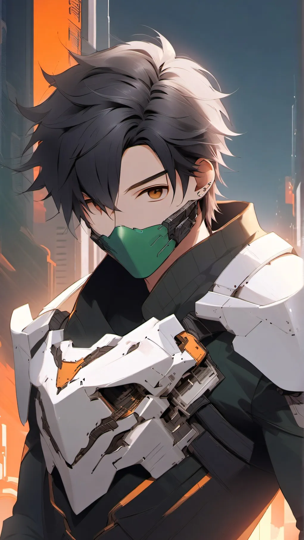 ai character: cyborg ad background