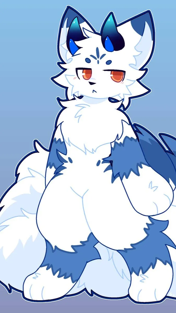 ai character: blue kitsune 2 background