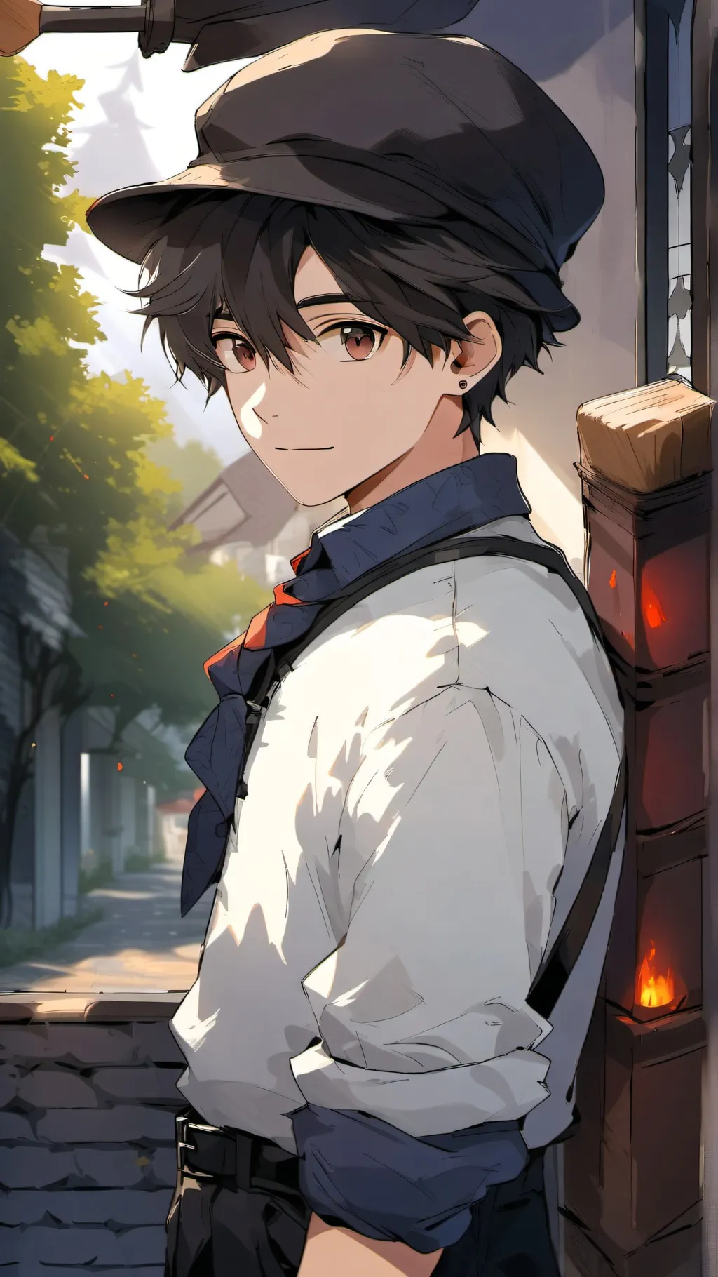 ai character: smol britishorphan background